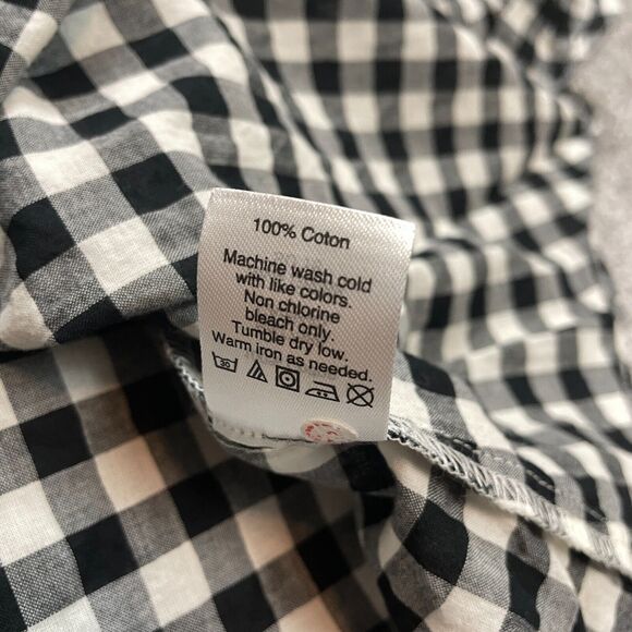 J.Crew Button Up Blouse Shirt Womens XXS Black White Plaid Long Sleeve Collared - Picture 10 of 10